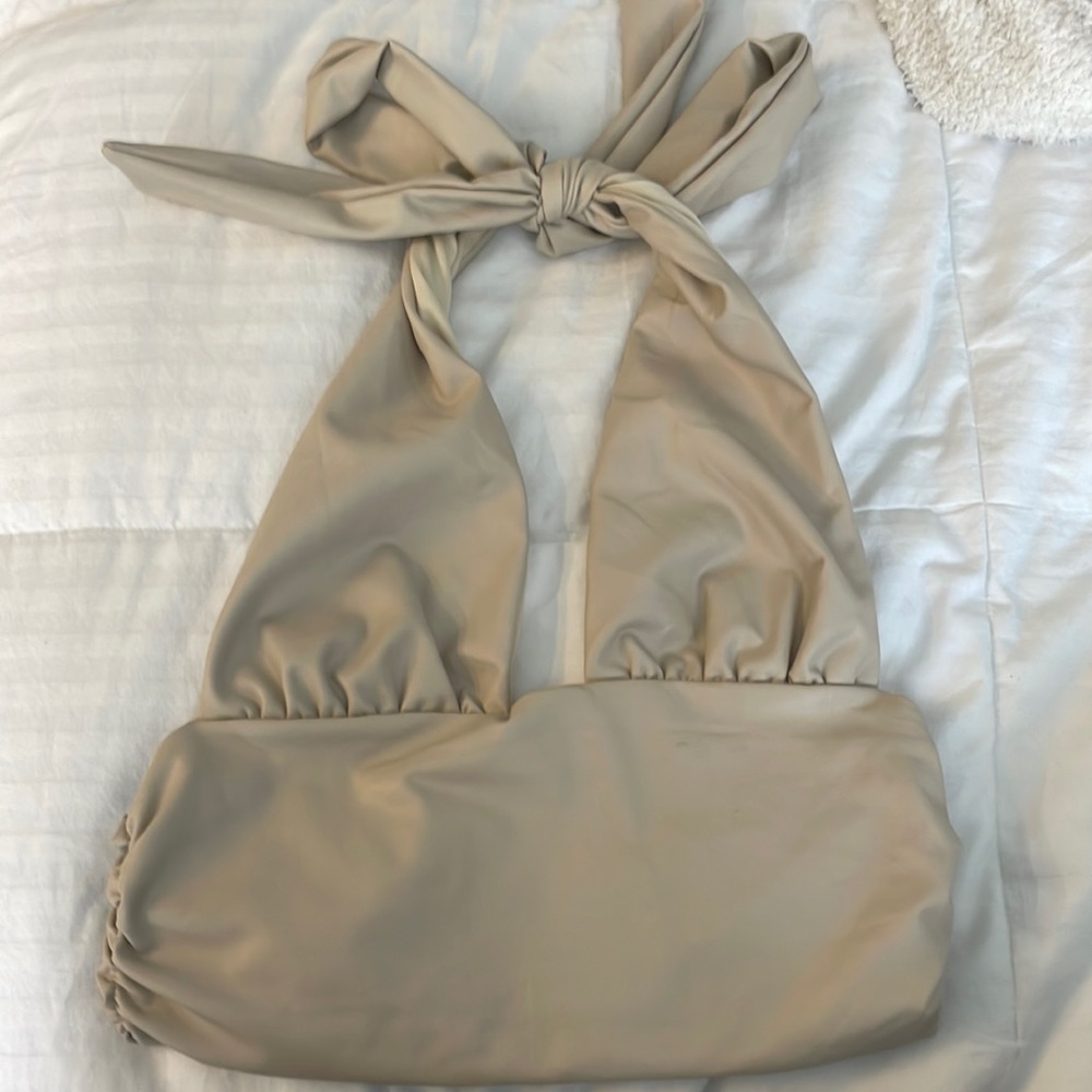 Tan Leather Halter Top